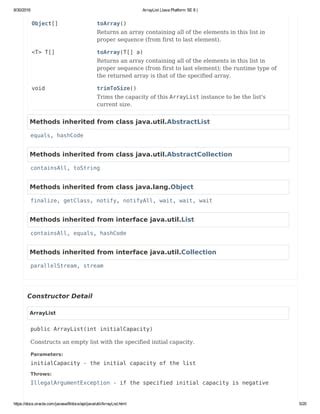 java list|ArrayList (Java Platform SE 8 ) .